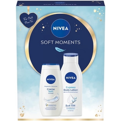 Geschenk Nivea – Creme Soft Douchegel 250 ml, Bodylotion Body Express 400 ml.