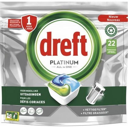 Dreft Vaatwastabs – All in One Platinum 21 stuks 8006540808948